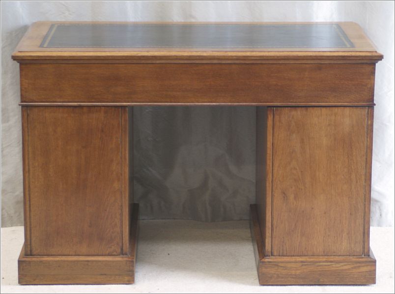 2054 Small Antique Oak Pedestal Desk Maple & Co (10)